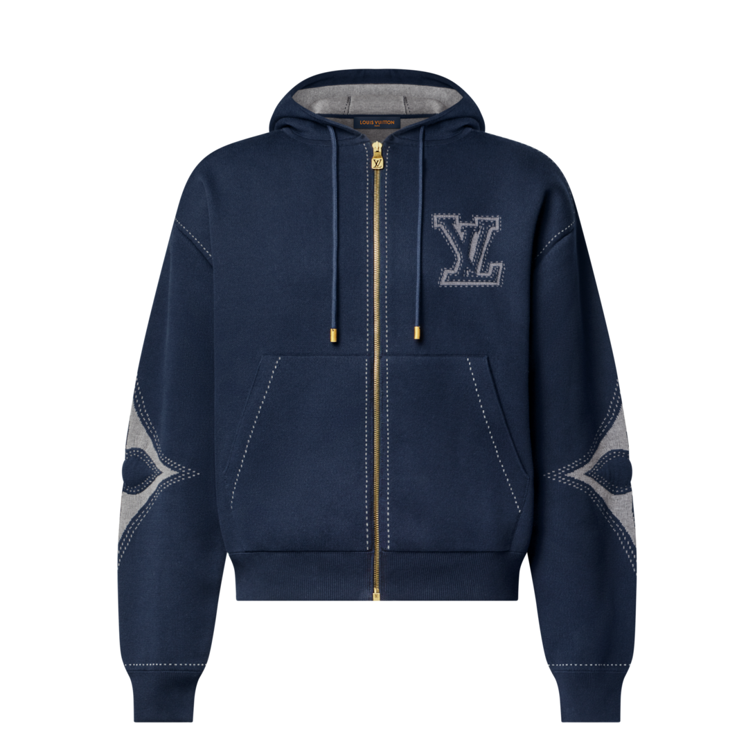 Graphic Intarsia Zipped Cotton Hoodie - Luxury All Ready-To-Wear